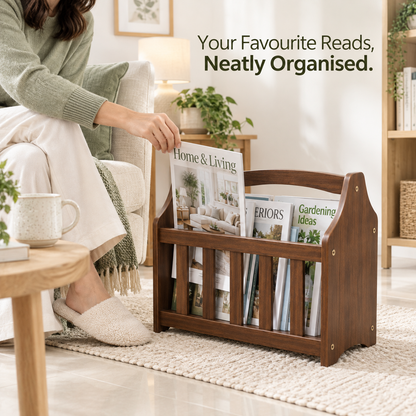 Single MDF Magazine Rack 40 × 20 × 35cm – Walnut