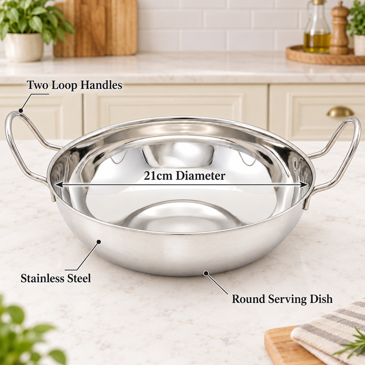 Stainless Steel Dish – 19cm / 21cm