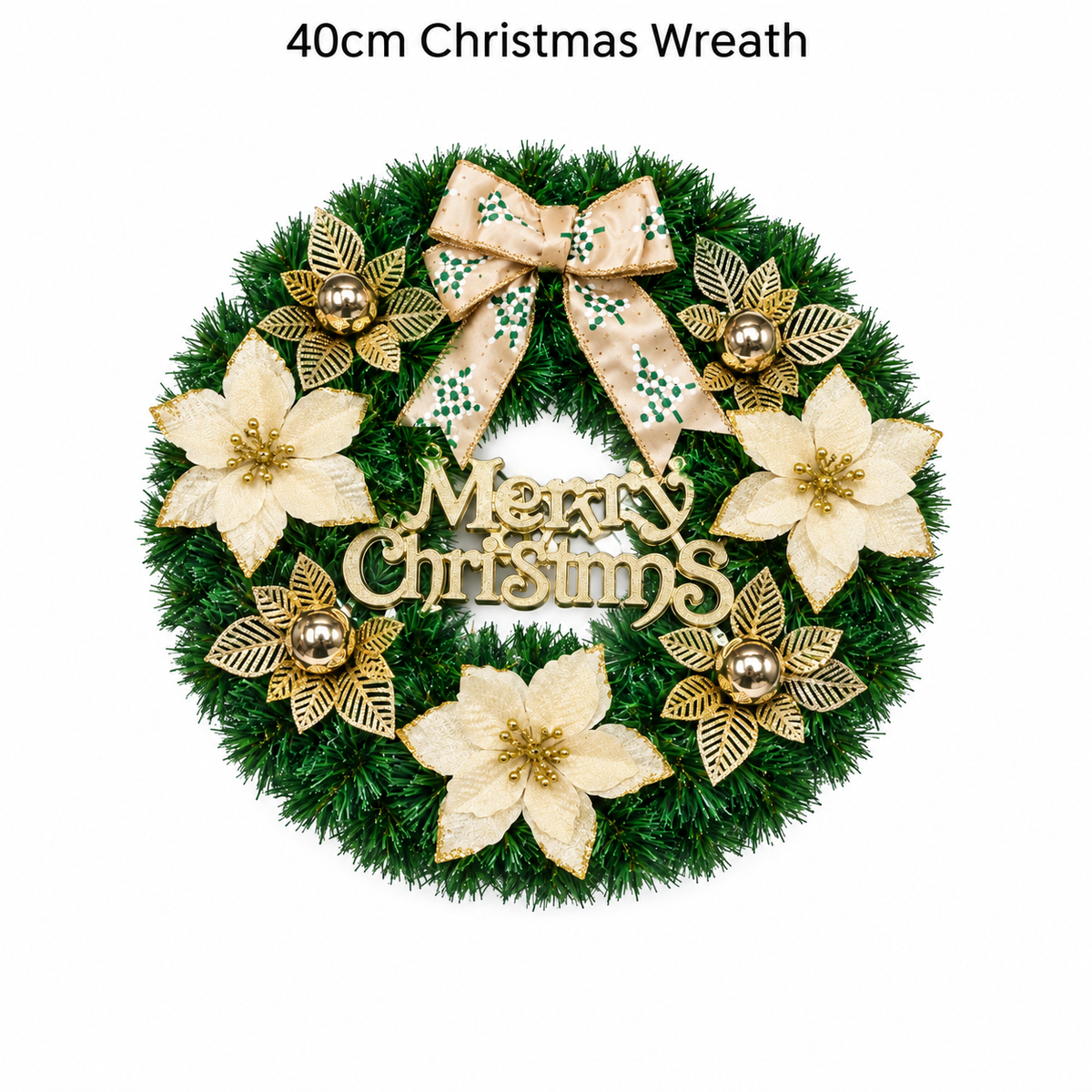 40cm Green & Gold Christmas Wreath