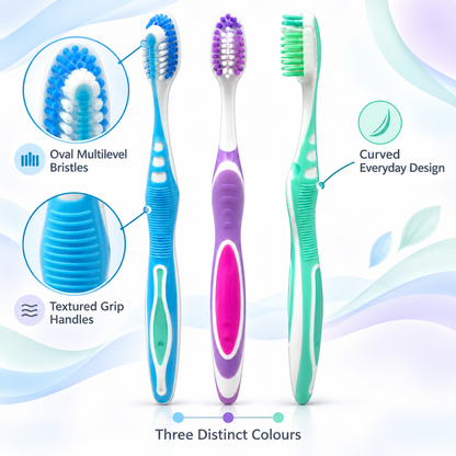 Soft Gum Comfort Toothbrush Set – 3 Pack, High Quality Soft Bristles