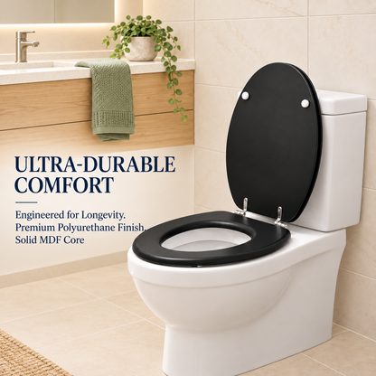 18 Inch Black MDF Toilet Seat
