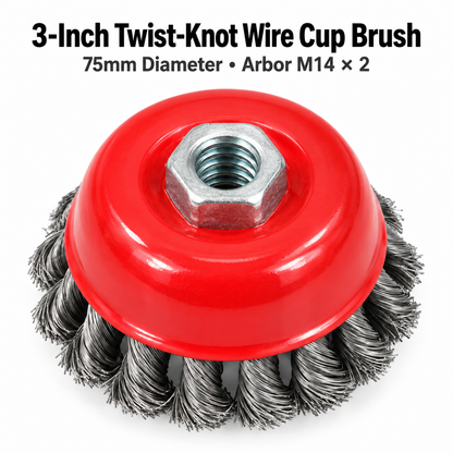 3" Twist Knot Wire Cup Brush M14x2