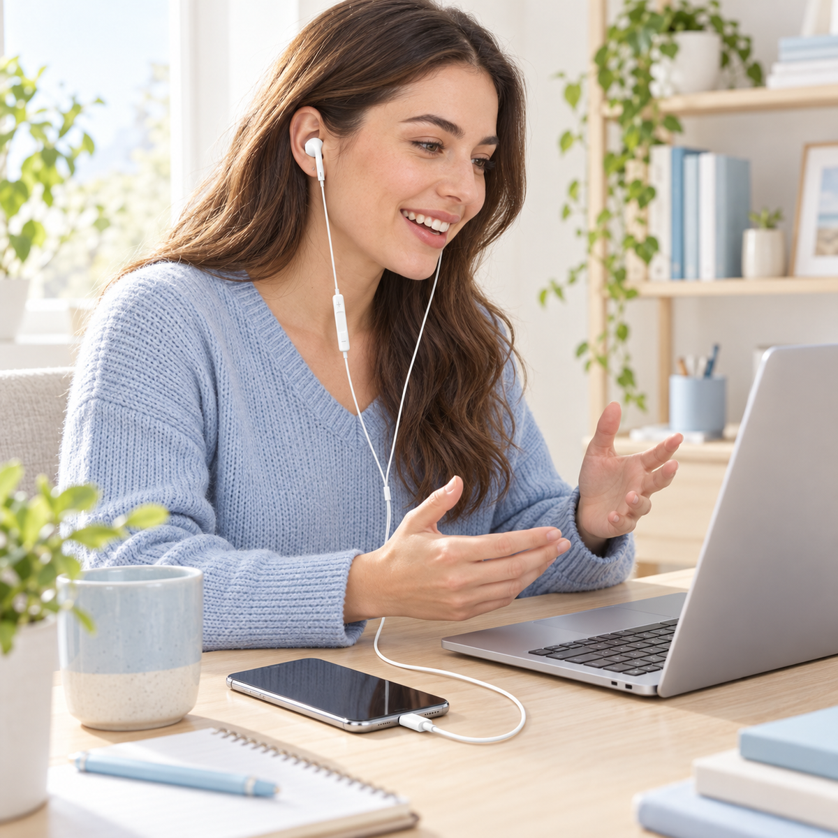 White Type-C Wired Earbuds