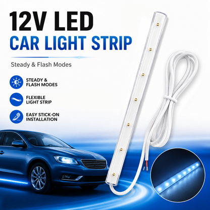 40cm 12V LED Car Light Strip – Steady & Flash Flexible Lighting