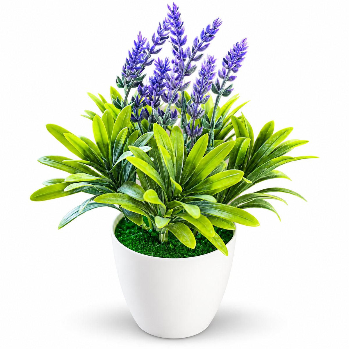 Artificial Lavender Plant in White Pot