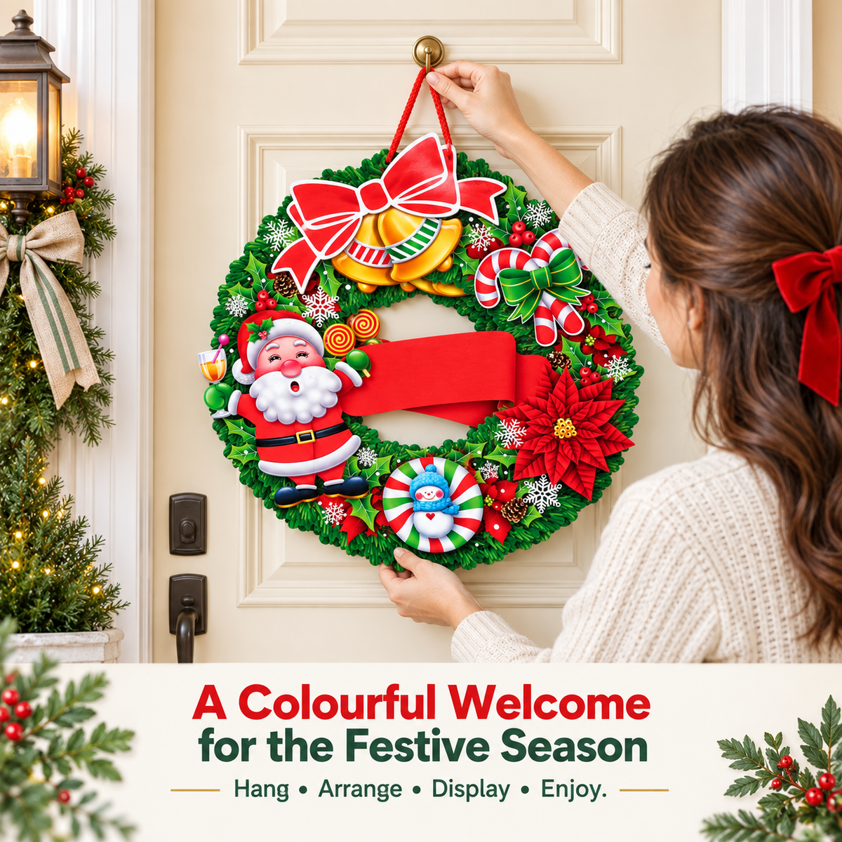Christmas Wreath Hanging Door Decoration –  37x37cm