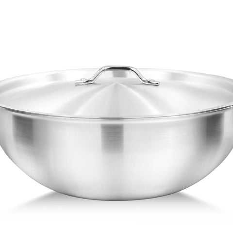 22cm Wok with Lid Single Piece for Stovetop Cooking