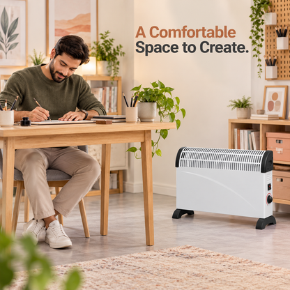 Single 2000W Portable Convector Heater 62.5cm – White