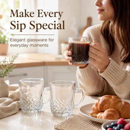 Concord Crystal Series 240ml Glass Mugs – 6 Pcs