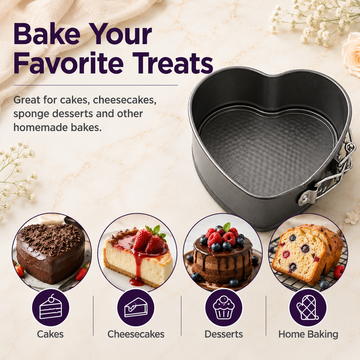 12cm Non-Stick Heart Shape Cake Pan