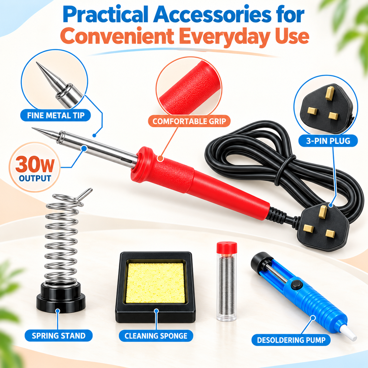 30W Soldering Iron Kit with Stand & Accessories