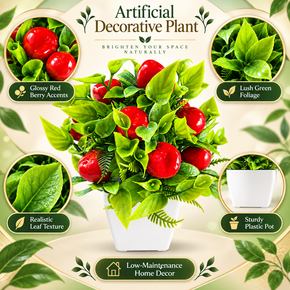 Artificial Cherry Plant in Pot