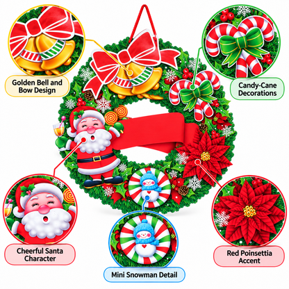 Christmas Wreath Hanging Door Decoration –  37x37cm
