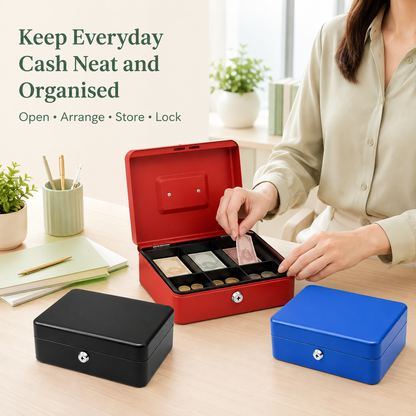 10" Cash Box with Lock & 2 Keys – 25cm