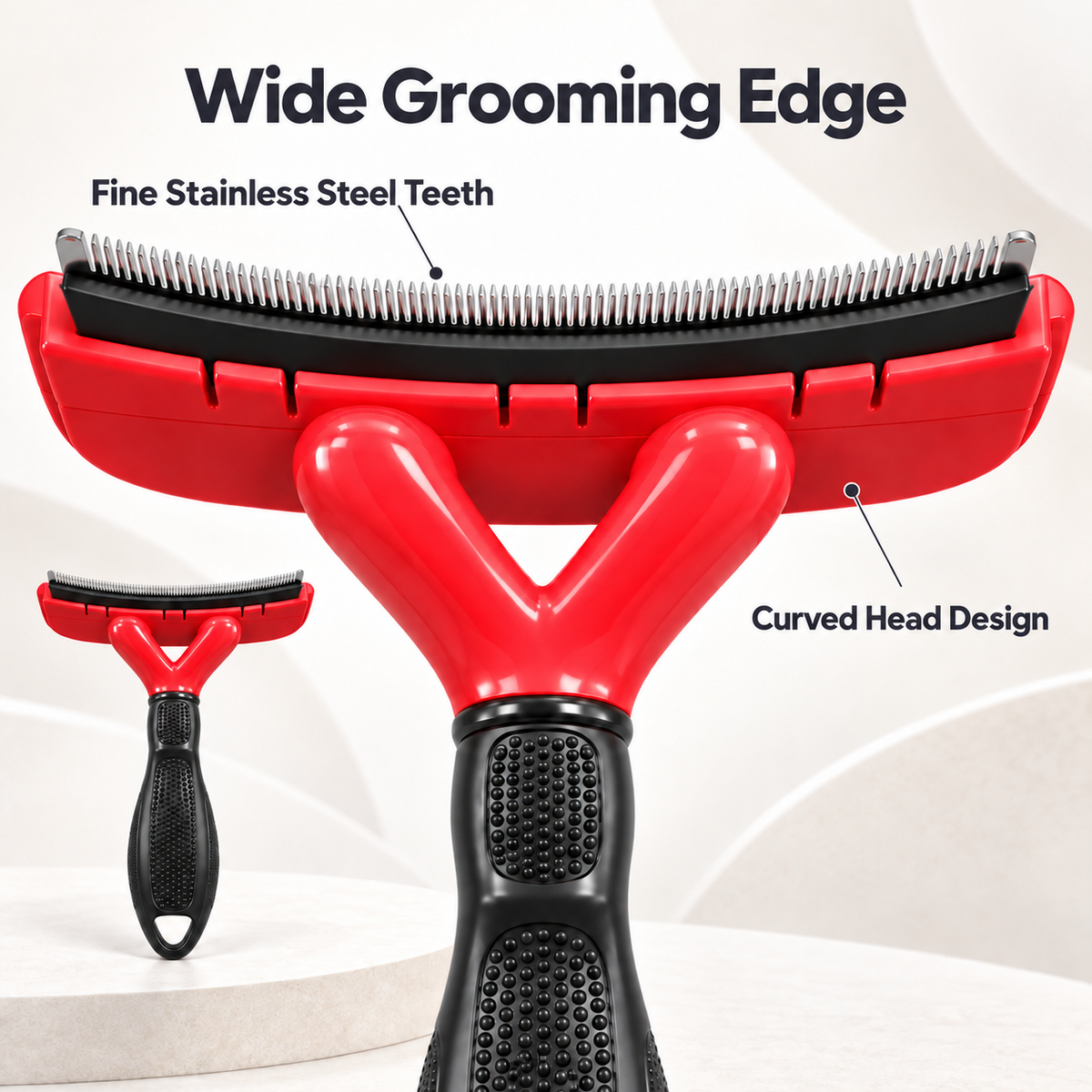 Pet Deshedding Tool  Edge, Release Button and Comfort-Grip Handle