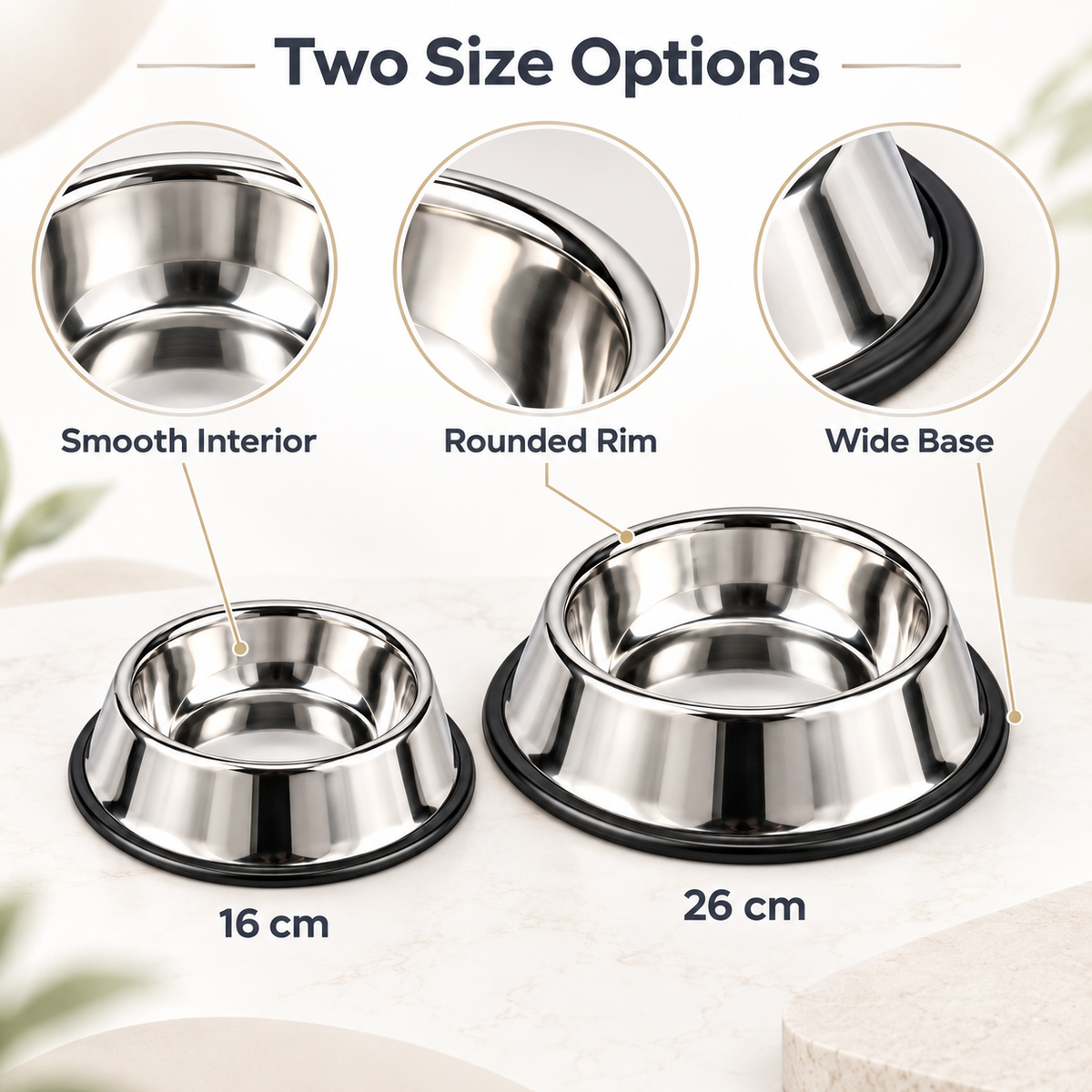 Silver Pet Food and Water Bowl – Available in 16cm and 26cm