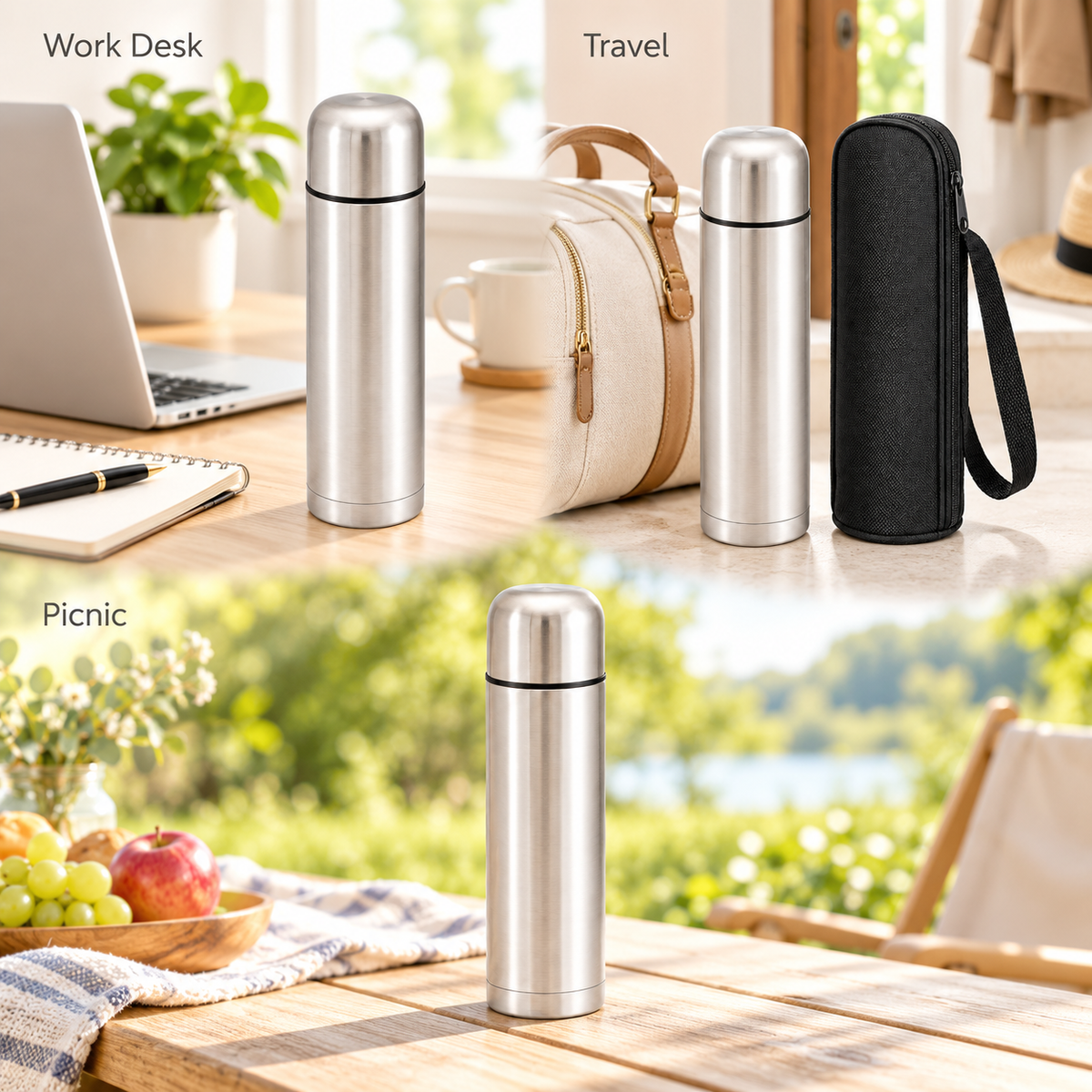 0.5L Stainless Steel Vacuum Flask with Carry Case