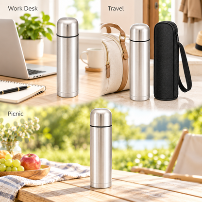 0.5L Stainless Steel Vacuum Flask with Carry Case