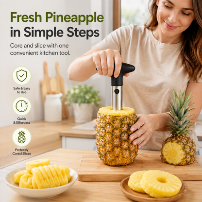Stainless Steel Pineapple Corer Slicer & Cutter with Easy-Grip Handle – Manual Pineapple Prep Tool