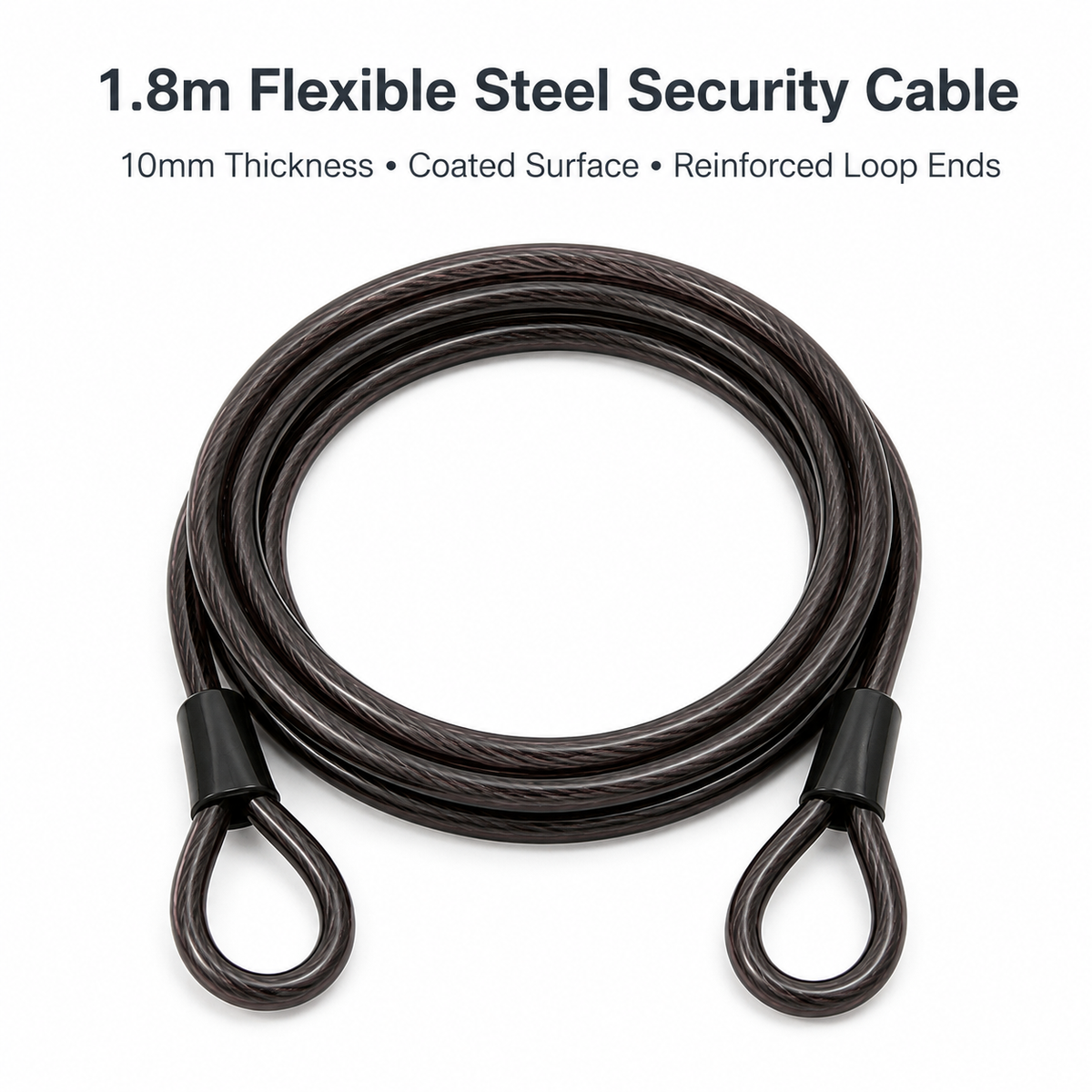 10mm x 1.8m Flexible Steel Security Cable