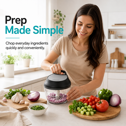 Manual Food Chopper with Pull Handle – Multi-Purpose Vegetable, Onion & Garlic Cutter