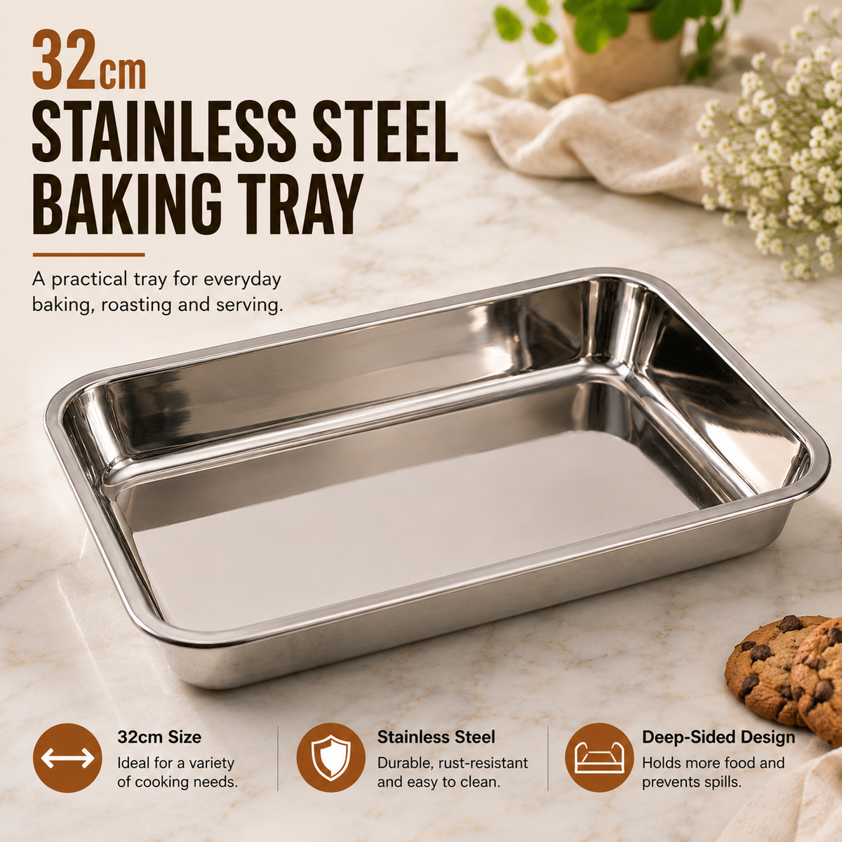 32cm Stainless Steel Baking Tray