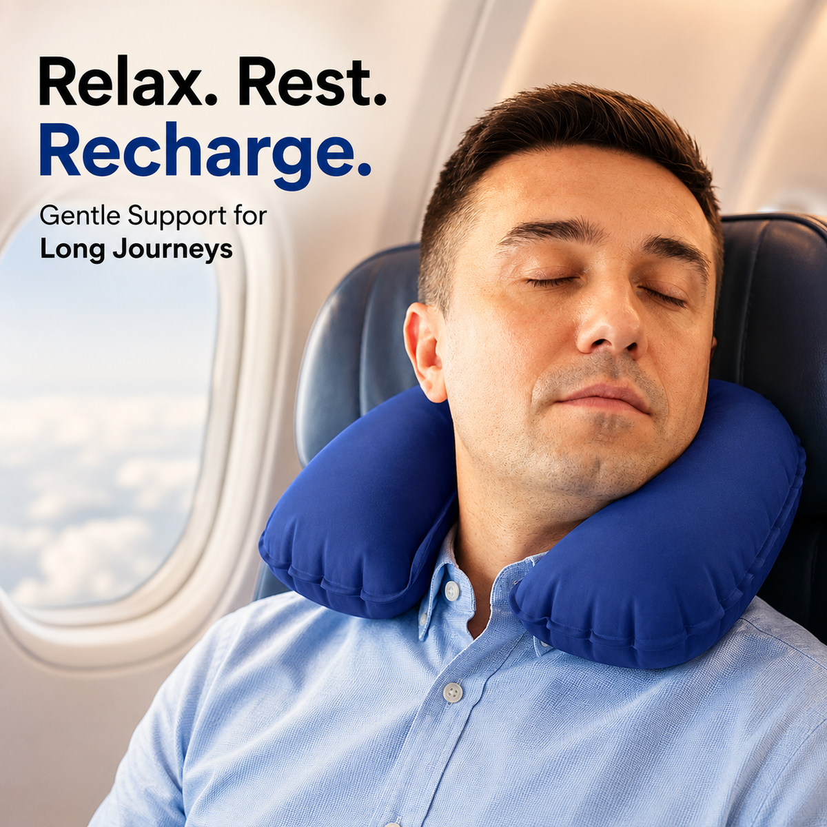 Inflatable Neck Rest – Travel Pillow with Safety Valve