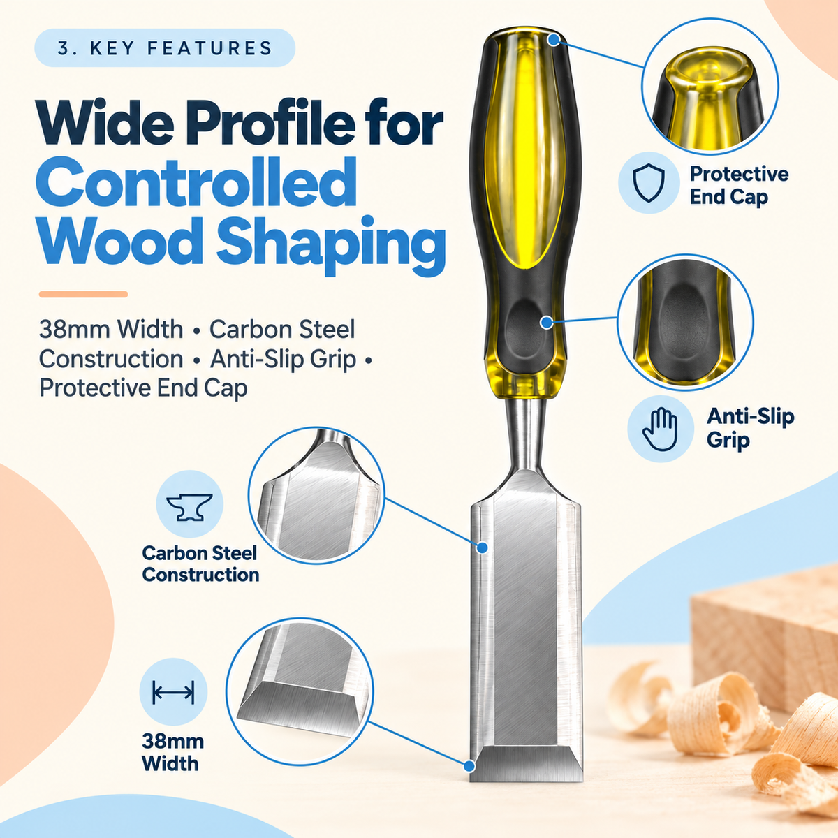 1-1/2" Wood Chisel 38mm Drop Forged Steel