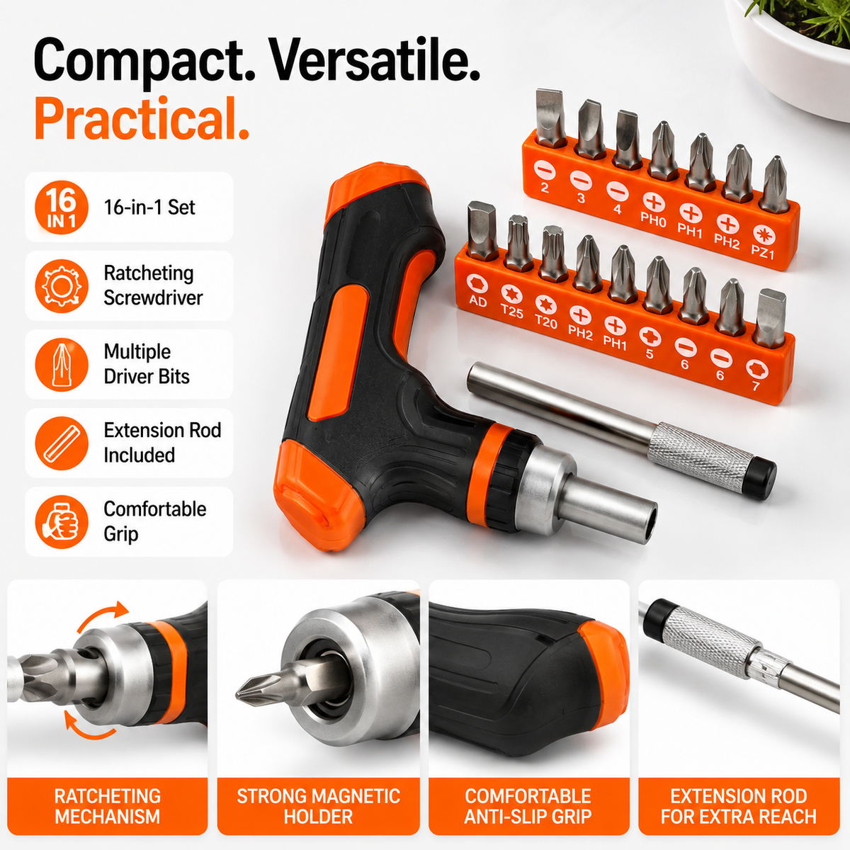 16-in-1 Ratchet Screwdriver Set