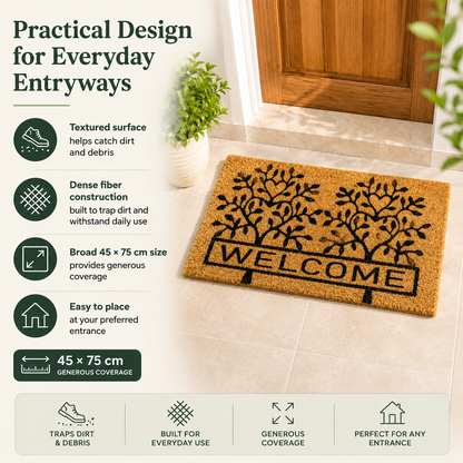 Welcome Coir Door Mat 45x75cm