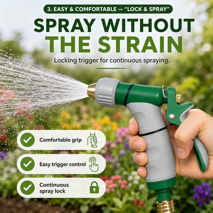 Deluxe Adjustable Garden Hose Spray Gun with Locking Trigger