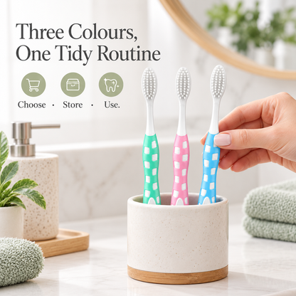 Soft Bristle Toothbrush Set – 3 Pack, 0.01mm Ultra-Fine Bristles