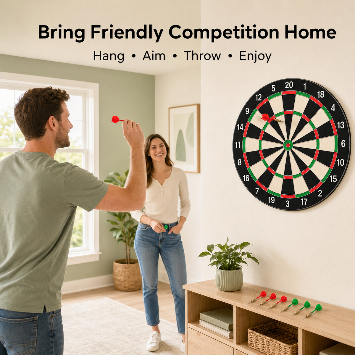 17-Inch Dartboard Set with 6 Darts