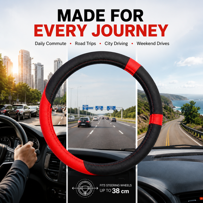 Steering Wheel Cover – Black/Red