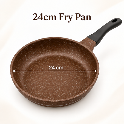 Chocolate Brown Die Cast Frying Pan with Induction Base – 20cm & 24cm