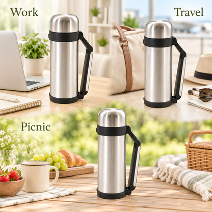 Stainless Steel Vacuum Flask with Handle – 1.5L