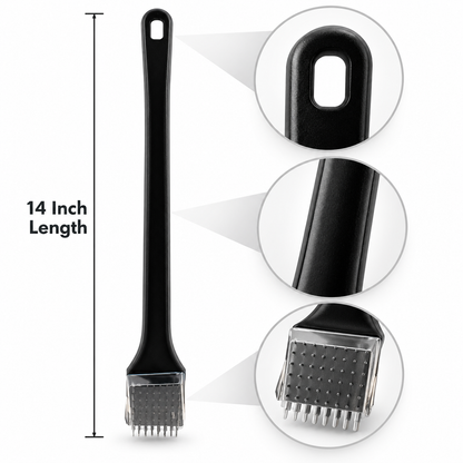 14 Inch Steel Wire BBQ Grill Brush – Long Handle, Square Wire Head, Hanging Loop – Heavy Duty Barbecue Grate Cleaner for Gas, Charcoal & Kettle Grills