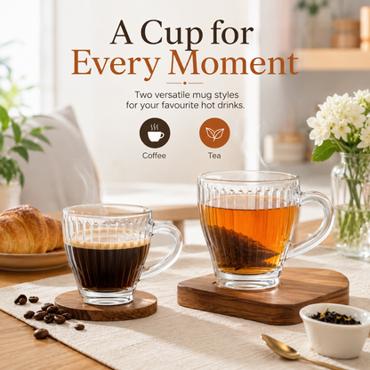 12Pcs Clear Glass Tea & Coffee Mug Set