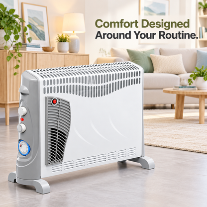 Single 2000W Convector Heater with Turbo Fan & Timer – White