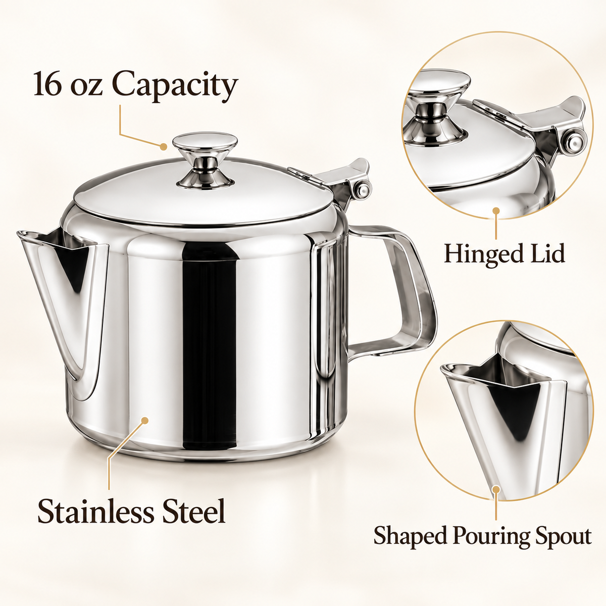 Stainless Steel Tea Pot – 16oz / 500ml