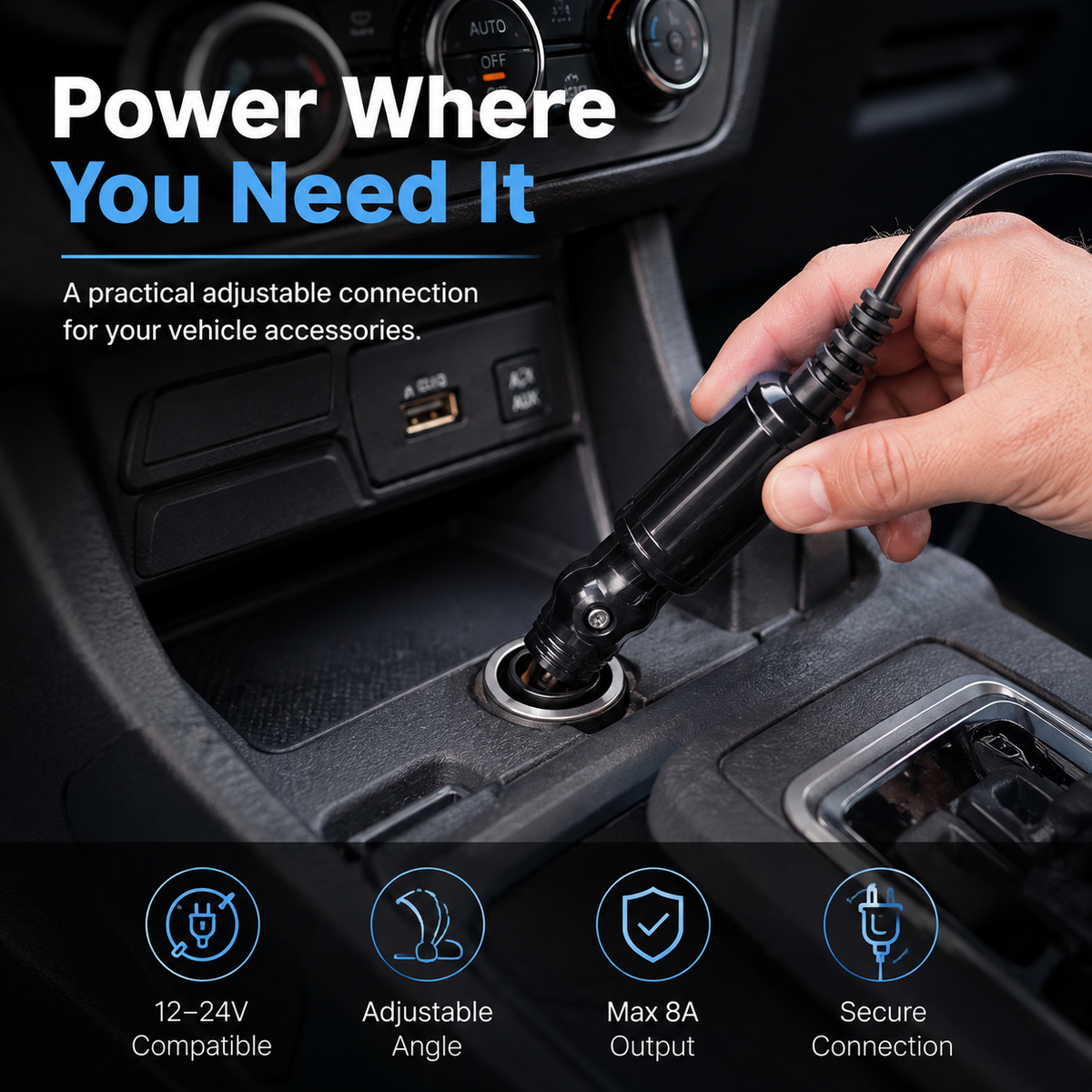 12–24V Adjustable Car Adaptor Socket