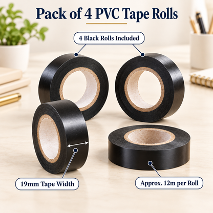 Black PVC Insulation Tape Pack of 4