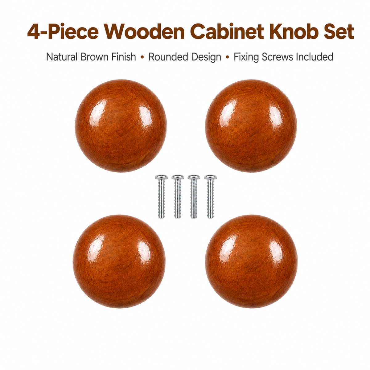 4-Piece Wooden Knob Set