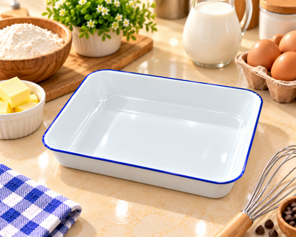 Enamel Bake Pan – 28cm Roasting & Baking Tray