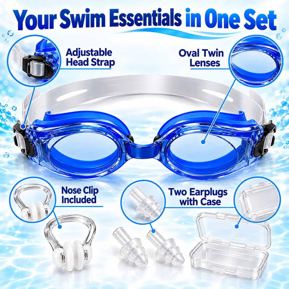 Swimming Goggles Set Purple Yellow Blue