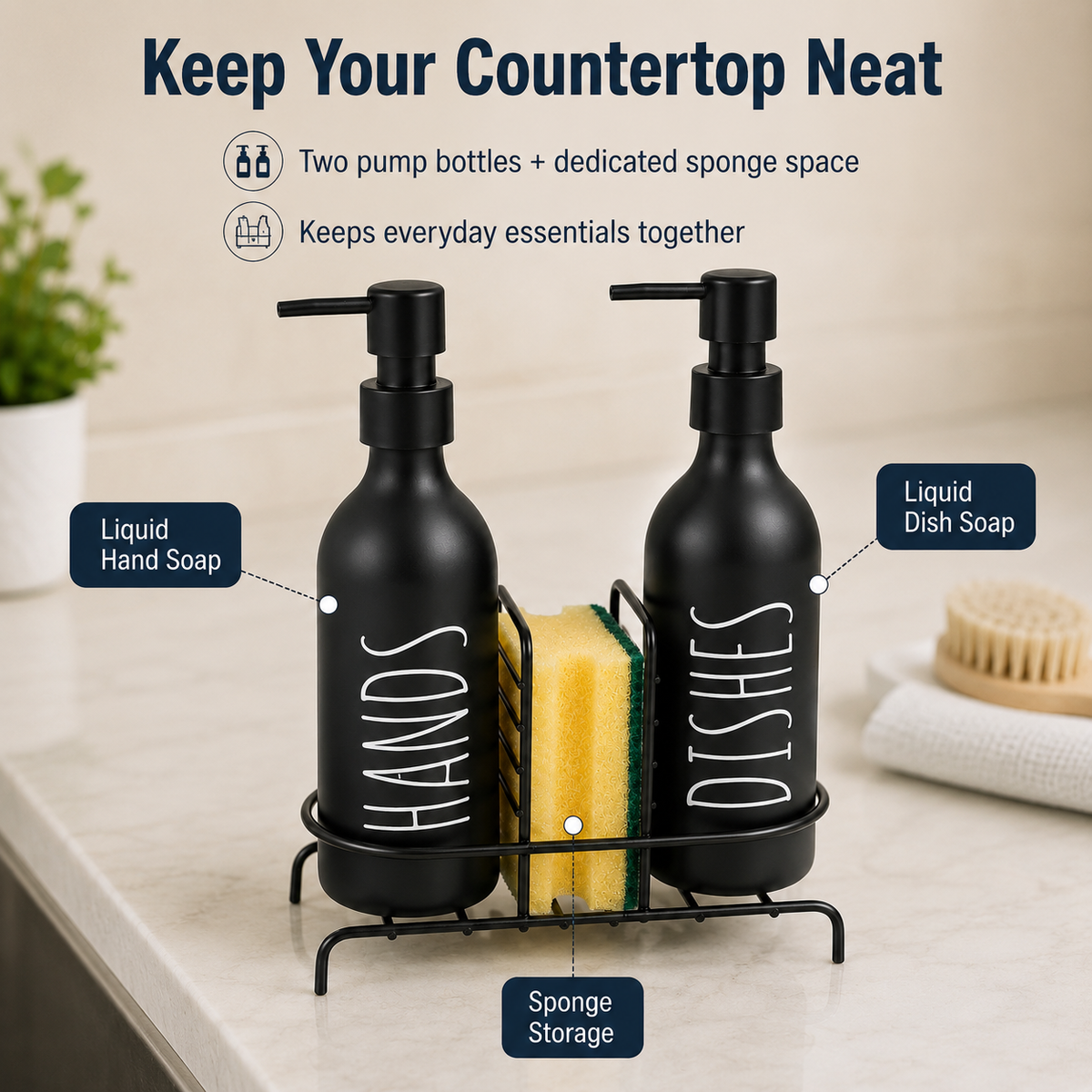 2pc Soap Dispenser Set with Stand