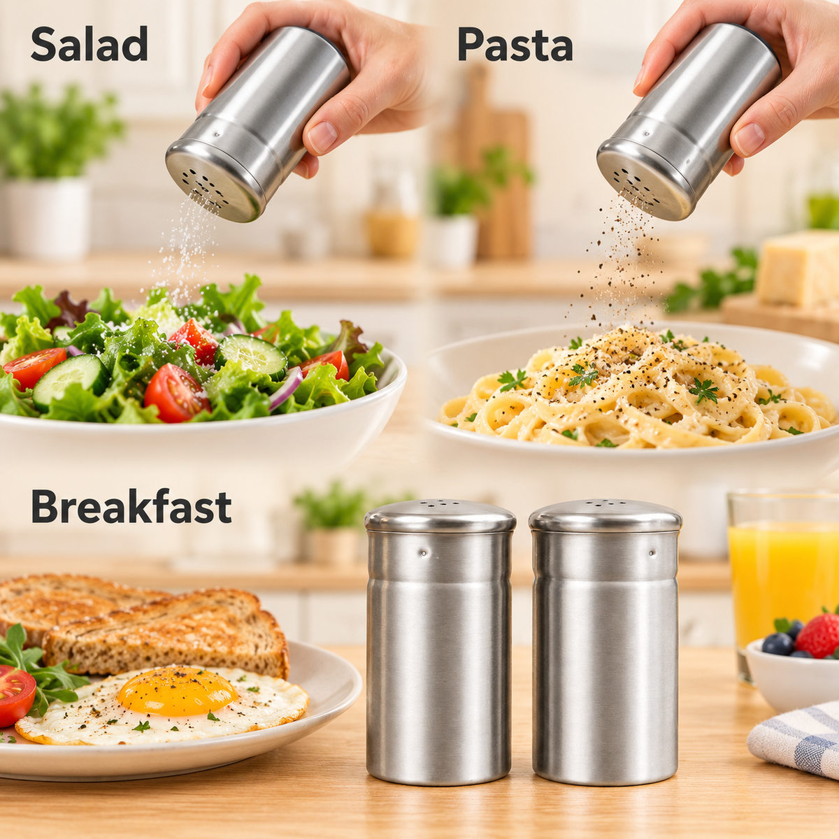 Stainless Steel Salt & Pepper Shaker Set – 2 Piece