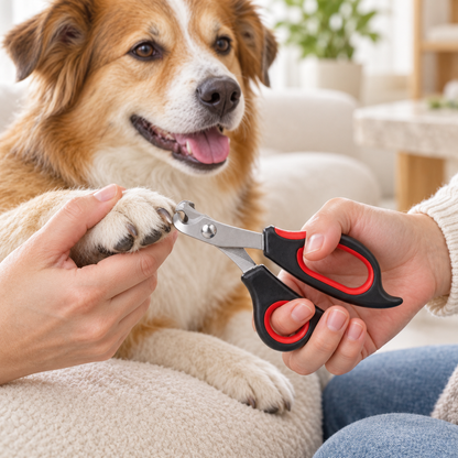 Stainless Steel Pet Nail Clipper with Black and Red Comfort-Grip Handles