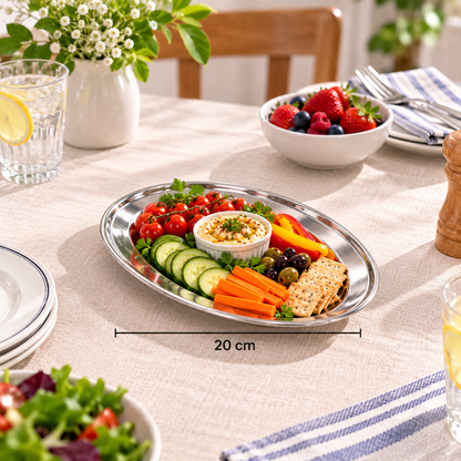 Stainless Steel Oval Plate – 20cm & 30cm Serving Tray
