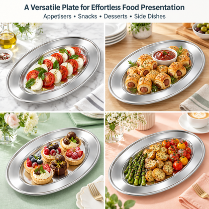 Mini Stainless Steel Oval Serving Dish – 20cm Side Plate
